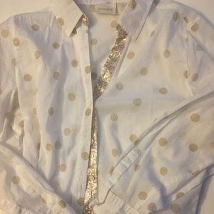 Chico’s Gold and White Sequined Blouse